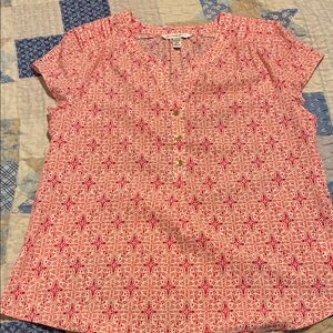 Croft & Barrow Red and White Floral Blouse
